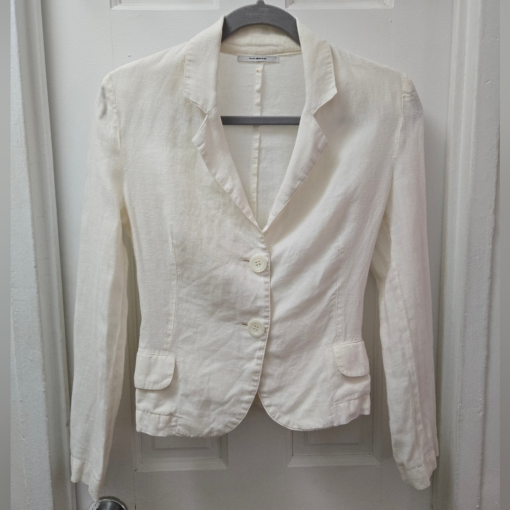 Marius Musat MARIO White / Ivory Linen Blazer • XS • Minimalist / Clean Girl